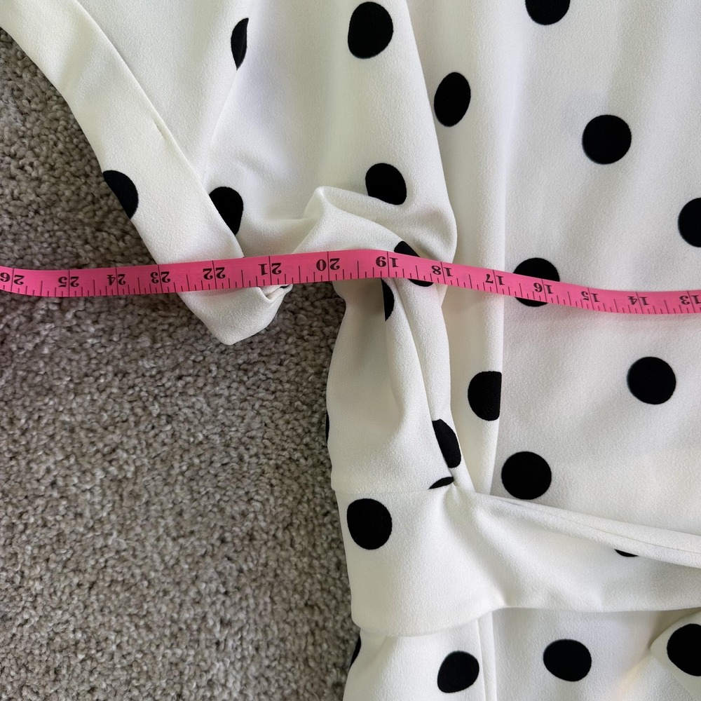 Worthington Blouse Womens 2X White Polka Dot Tie Waist Short Sleeve Peplum - Picture 5 of 7